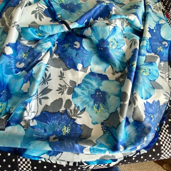 Sleeveless AB Studio Blue Floral Dress - Picture 5 of 16